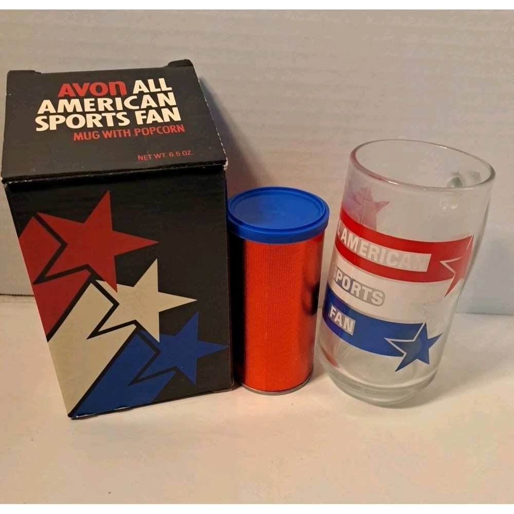 Vintage Avon All American Sports Fan Glass Mug 1983 NOS!